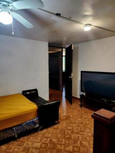 una camera da letto con un letto e una TV a schermo piatto di quinta esperanza a Santiago