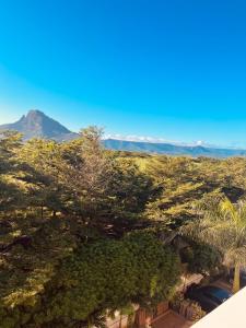 a view of a mountain in the distance with trees at Magnifique penthouse jacuzzi vu ocean in Cascavelle +2 photos
