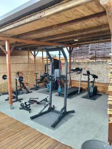 a gym with several treadmills and exercise bikes at BORGO 65 - Country Relais in Ragusa