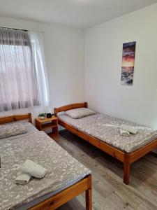 a room with two beds and a window at Apartmani Martinović in Vir