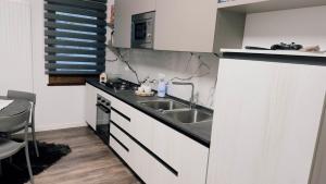 a kitchen with a sink and a counter top at Appartment Alleghe center in Alleghe +11 photos