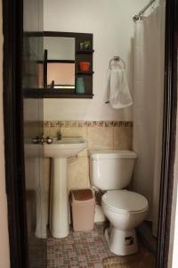 a bathroom with a toilet and a sink at Casa Don Quijote in Concepción de Ataco