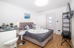 Μια τηλεόραση ή/και κέντρο ψυχαγωγίας στο Apartments Aldy