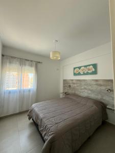 un dormitorio con una cama y una ventana en Apartamentos Holdich, en Bahía Blanca