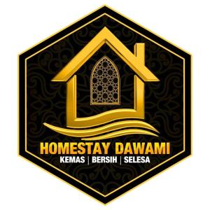 a yellow and black emblem with a house with a window at HOMESTAY DAWAMI KUALA Kedah, KEDAH in Kuala Kedah