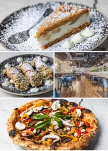 un collage di foto di una pizza e di cibo di Casa compartida vacacional a La Belle Altre 3 foto