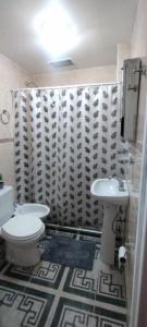 a bathroom with a white toilet and a sink at Dulce Adelina III - Zona Céntrica in Río Grande
