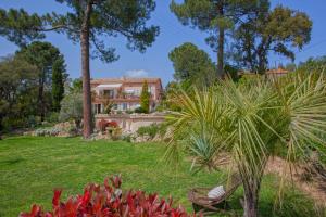 une maison dans un jardin avec un palmier dans l'établissement Casa del Sole Chambres d'Hotes de Charme, à Favone