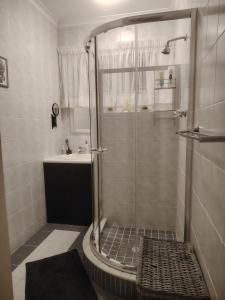 a bathroom with a shower and a sink at The Urban Oasis 4 guests Port Elizabeth Gqeberha in Gqeberha +5 photos