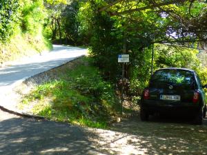 un'auto parcheggiata sul ciglio di una strada di Apartments Olive Garden a Piran