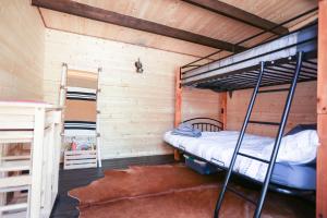 Postel nebo postele na pokoji v ubytování The Dogwood Cabin - Cowichan Valley Bunkie Glamping