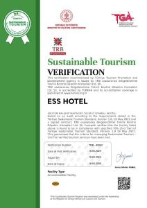 Certifikát, hodnocení, plakát nebo jiný dokument vystavený v ubytování Ess Hotel