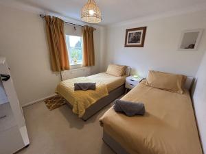 a bedroom with two beds and a window at Halcyon House in Bodham
