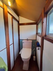 a bathroom with a toilet in a small room at 一棟貸し 喜瀬しーばなゲストハウス -Traditional House Rent- in Amami +11 photos