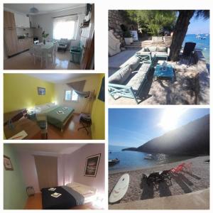 a collage of photos of a house with the ocean at Apartment Maestrol in Zastražišće +10 photos