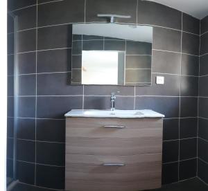 a bathroom with a sink and a mirror at Maison cosy in Saint-Gilles +5 photos