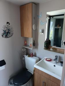 Kuchyň nebo kuchyňský kout v ubytování AU BONHEUR Mobil-home 4-6 personnes Frejus