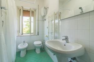 un bagno bianco con lavandino e WC di Riva Verde a Bolsena