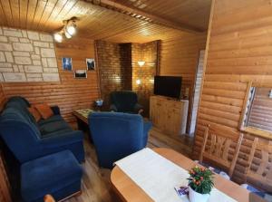 a living room with a couch and a table at Ferienhaus Petra in Elbingerode