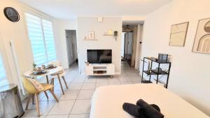 Μια τηλεόραση ή/και κέντρο ψυχαγωγίας στο Studio Cosy et Élégant avec place privée