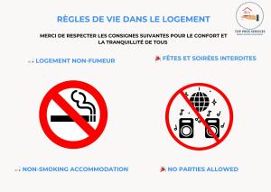 un ensemble de panneaux d'interdiction pour les voitures et les motos dans l'établissement LE FARNIENTE - BELLE TERRASSE Wifi Parking à 5 Min des PLAGES - TOP PROS SERVICESConciergerie La Grande Motte, à La Grande Motte