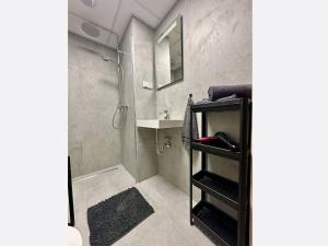 a bathroom with a shower and a sink at Jungle Apartment in Krakow +22 photos