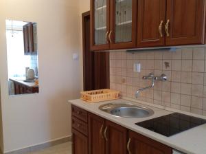 kuchnia ze zlewem i blatem w obiekcie Jókai Apartmanház w Hévízie +37 zdjęć