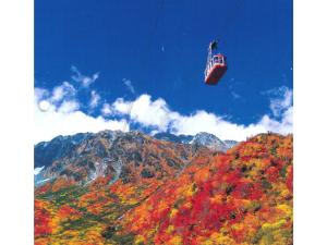une télécabine survolant une montagne dans l'établissement Hotel Tetora Resort Tateyama Kokusai - Vacation STAY 55690v, à Tateyama