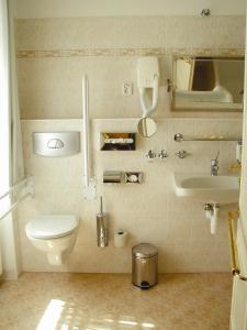 een badkamer met een toilet en een wastafel bij Hotel Certovka in Praag