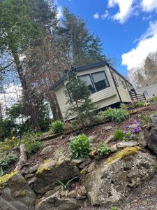 a camper on top of a hill with flowers at Daisy-Jacks Hideaway in Briery Yards