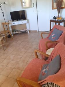 Telewizja i/lub zestaw kina domowego w obiekcie appartement climatisé 35 m2 pour 1 couple - piscine partagée -
