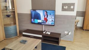 Televízia a/alebo spoločenská miestnosť v ubytovaní Kettő Ciprus Apartman