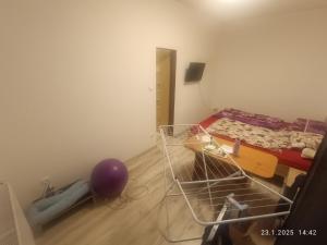 a room with a room with a bed and a basket at Xxx in Golčŭv Jeníkov