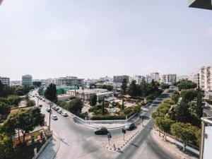 an aerial view of a street in a city at The Suave - Limassol City Centre Luxury in Limassol