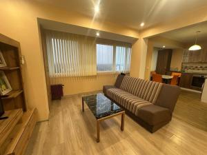 a living room with a couch and a coffee table at Danube View 2 in Vidin
