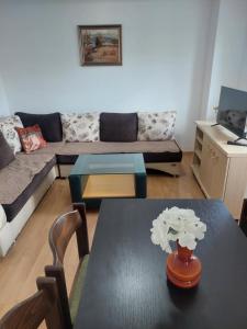 un salon avec un canapé et une table dans l'établissement Dora Apartment, à Ohrid