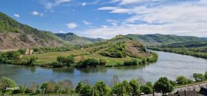 a river with mountains in the background at Zw -Maria Laach und Nürburgring in Mayen