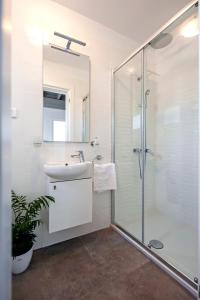 a bathroom with a sink and a shower at VILLA MARE, ISTRA, relaxation, private pool, BBQ in Šegotići +30 photos