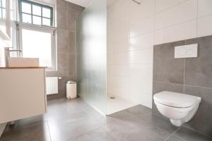 a bathroom with a toilet and a sink and a window at Les Maisons Domburg in Domburg +62 photos