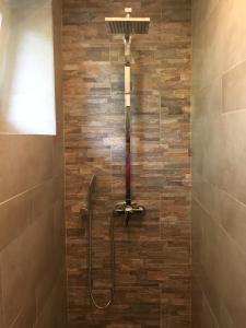 eine Dusche mit Duschkopf in einem Badezimmer in der Unterkunft Enjoyit-WS in Velden am Wörthersee