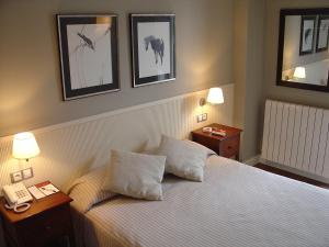 塞尔勒HG塞尔勒酒店的酒店客房设有一张带两盏灯的床和一部电话。 更多23张照片