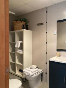 a bathroom with a toilet and a sink at APARTAMENTO CALA-NIU in Alcossebre +9 photos