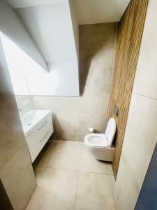 a bathroom with a toilet and a sink at Sopot Modern Apartments 3 in Sopot
