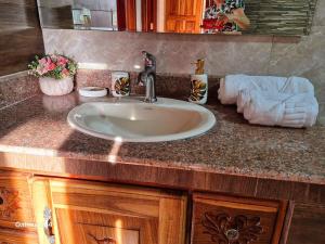 a bathroom counter with a sink and a mirror at Aparta Luxe Penonomé in Llano Marín