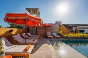 Bazén v ubytování Casa Carolina Hotel Cartagena nebo v jeho okolí