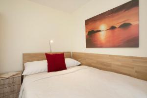 Postel nebo postele na pokoji v ubytování Lindenbuschen 2 Wohnung 6