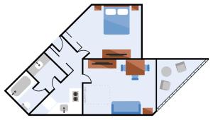 a floor plan of a house at Ocean View King Suit at Landmark Heated Pools in Myrtle Beach