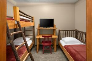 Un pat sau paturi într-o cameră la Great Wolf Lodge Sandusky
