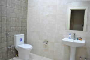 a bathroom with a toilet and a sink at Arena Hotel Yardimli in Kabakhdibi +15 photos