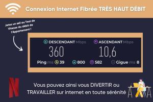 Captura de pantalla de una página web de un fallo en la conexión a internet de la televisión por fibra óptica. en Séjour pro ou détente – Appartement lumineux proche centre de Troyes, wifi haut débit, cuisine équipée, en Troyes